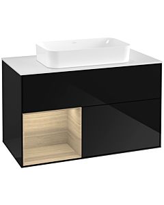 Villeroy und Boch Finion Villeroy und Boch F651PCPH 100x60.3x50.1cm, étagère à gauche Oak Veneer , Glossy Black Lacquer