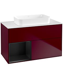 Villeroy und Boch Finion Villeroy und Boch F651PDHB 100x60.3x50.1cm, étagère gauche laqué noir mat, Peony Matt