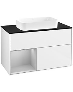 Villeroy und Boch Finion Villeroy und Boch F652GJGF 100x60.3x50.1cm, étagère à gauche gris clair mat, laqué blanc brillant