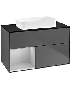 Villeroy und Boch Finion Villeroy und Boch F652GJGK 100x60.3x50.1cm, étagère à gauche gris clair mat, anthracite mat