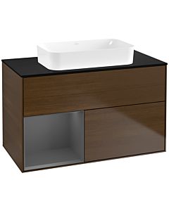 Villeroy und Boch Finion Villeroy und Boch F652GKGN 100x60.3x50.1cm, étagère gauche anthracite mat, placage noyer