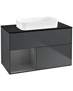 Villeroy und Boch Finion Villeroy und Boch F652GKHG 100x60.3x50.1cm, étagère gauche anthracite mat, Midnight Blue Matt Lacquer