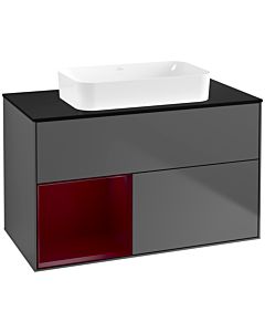Villeroy und Boch Finion Villeroy und Boch F652HBGK 100x60.3x50.1cm, étagère à gauche Peony , anthracite mat
