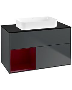Villeroy und Boch Finion Waschtischunterschrank F652HBHG 100x60,3x50,1cm, Regal links Peony, Midnight Blue Matt Lacquer
