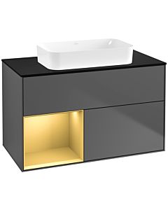 Villeroy und Boch Finion Villeroy und Boch F652HFGK 100x60.3x50.1cm, étagère gauche or mat, anthracite mat