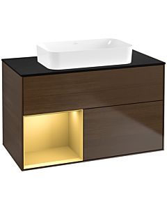 Villeroy und Boch Finion Villeroy und Boch Finion F652HFGN 100x60.3x50.1cm, shelf left gold matt, walnut veneer