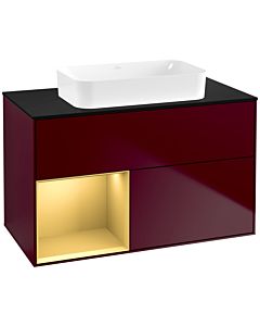 Villeroy und Boch Finion Waschtischunterschrank F652HFHB 100x60,3x50,1cm, Regal links Gold matt, Peony Matt