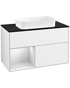 Villeroy und Boch Finion Villeroy und Boch F652MTGF 100x60.3x50.1cm, étagère gauche laqué blanc mat, laqué blanc brillant