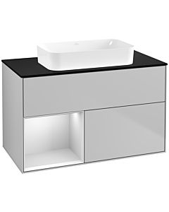 Villeroy und Boch Finion Villeroy und Boch F652MTGJ 100x60.3x50.1cm, étagère gauche laqué blanc mat, gris clair mat