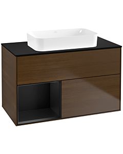 Villeroy und Boch Finion Villeroy und Boch Finion F652PDGN 100x60.3x50.1cm, shelf left black matt lacquer, walnut veneer
