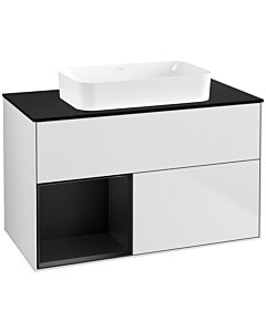 Villeroy und Boch Finion Villeroy und Boch Finion F652PDMT 100x60.3x50.1cm, shelf left black matt lacquer, white matt lacquer