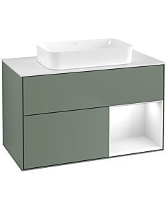 Villeroy und Boch Finion Villeroy und Boch Finion F661GFGM 100x60.3x50.1cm, shelf right Glossy white lacquer, Olive Matt Lacquer