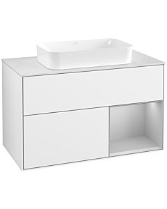 Villeroy und Boch Finion Waschtischunterschrank F661GJGF 100x60,3x50,1cm, Regal rechts Light grey matt, Glossy white lacquer
