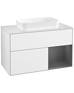 Villeroy und Boch Finion Waschtischunterschrank F661GKGF 100x60,3x50,1cm, Regal rechts Anthracite matt, Glossy white lacquer