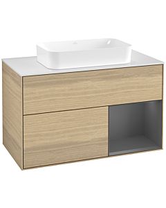 Villeroy und Boch Finion Villeroy und Boch F661GKPC 100x60,3x50,1cm, étagère droite anthracite mat, Oak Veneer