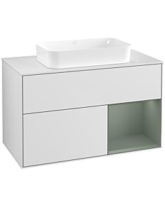 Villeroy und Boch Finion Waschtischunterschrank F661GMMT 100x60,3x50,1cm, Regal rechts Olive Matt Lacquer, White matt lacquer
