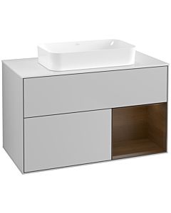 Villeroy und Boch Finion Villeroy und Boch F661GNGJ 100x60.3x50.1cm, étagère droite placage noyer, gris clair mat