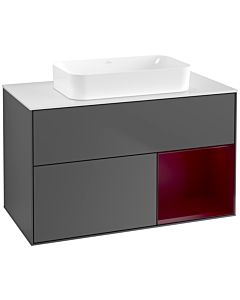 Villeroy und Boch Finion Waschtischunterschrank F661HBGK 100x60,3x50,1cm, Regal rechts Peony, Anthracite matt