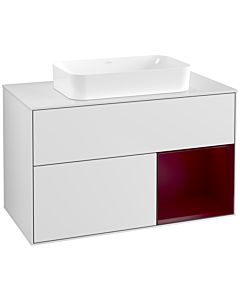 Villeroy und Boch Finion Waschtischunterschrank F661HBMT 100x60,3x50,1cm, Regal rechts Peony, White matt lacquer