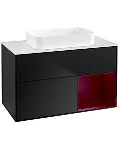 Villeroy und Boch Finion Waschtischunterschrank F661HBPD 100x60,3x50,1cm, Regal rechts Peony, Black matt lacquer