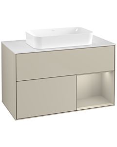 Villeroy und Boch Finion Waschtischunterschrank F661HHHH 100x60,3x50,1cm, Regal rechts Sand Matt, Sand Matt Lacquer