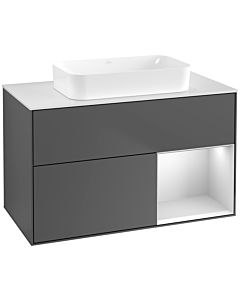 Villeroy und Boch Finion Villeroy und Boch F661MTGK 100x60.3x50.1cm, étagère à droite laqué blanc mat, anthracite mat