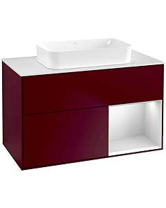 Villeroy und Boch Finion Waschtischunterschrank F661MTHB 100x60,3x50,1cm, Regal rechts White matt lacquer, Peony Matt