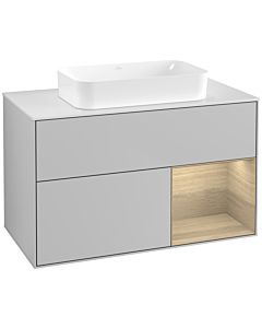 Villeroy und Boch Finion Villeroy und Boch F661PCGJ 100x60.3x50.1cm, étagère à droite Oak Veneer , gris clair mat