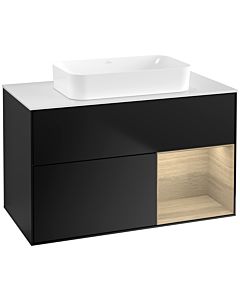 Villeroy und Boch Finion Villeroy und Boch F661PCPD 100x60.3x50.1cm, étagère droite Oak Veneer , laqué noir mat
