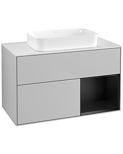 Villeroy und Boch Finion Villeroy und Boch F661PDGJ 100x60.3x50.1cm, étagère à droite laqué noir mat, gris clair mat