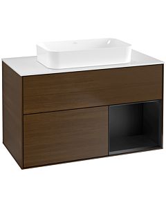Villeroy und Boch Finion Villeroy und Boch Finion F661PDGN 100x60.3x50.1cm, shelf on the right black matt lacquer, walnut veneer