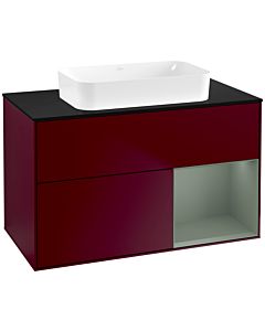 Villeroy und Boch Finion Waschtischunterschrank F662GMHB 100x60,3x50,1cm, Regal rechts Olive Matt Lacquer, Peony Matt