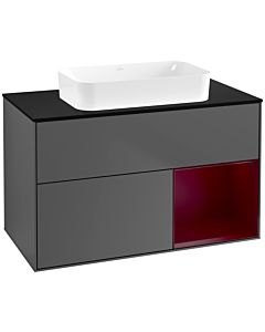 Villeroy und Boch Finion Villeroy und Boch F662HBGK 100x60.3x50.1cm, étagère à droite Peony , anthracite mat