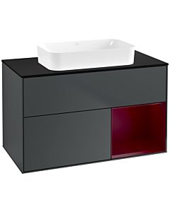 Villeroy und Boch Finion Waschtischunterschrank F662HBHG 100x60,3x50,1cm, Regal rechts Peony, Midnight Blue Matt Lacquer