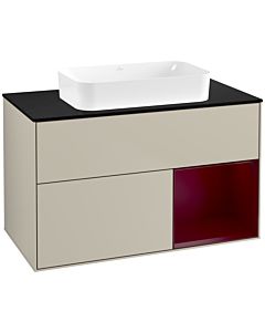 Villeroy und Boch Finion Waschtischunterschrank F662HBHH 100x60,3x50,1cm, Regal rechts Peony, Sand Matt Lacquer