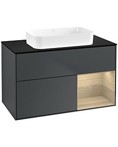 Villeroy und Boch Finion Villeroy und Boch F662PCHG 100x60.3x50.1cm, étagère droite Oak Veneer , Midnight Blue Matt Lacquer