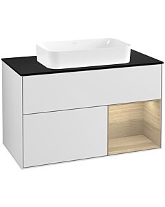 Villeroy und Boch Finion Waschtischunterschrank F662PCMT 100x60,3x50,1cm, Regal rechts Oak Veneer, White matt lacquer