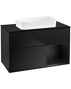 Villeroy und Boch Finion Waschtischunterschrank F662PDPD 100x60,3x50,1cm, Regal rechts Black matt lacquer, Black matt lacquer