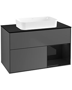 Villeroy und Boch Finion Villeroy und Boch F662PHGK 100x60.3x50.1cm, étagère à droite Glossy Black Lacquer , anthracite mat