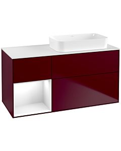 Villeroy und Boch Finion Waschtischunterschrank F681GFHB 120x60,3x50,1cm, Regal links Glossy white lacquer, Peony Matt