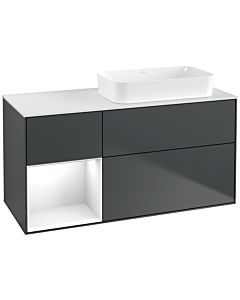 Villeroy und Boch Finion Waschtischunterschrank F681GFHG 120x60,3x50,1cm, Regal links Glossy white lacquer, Midnight Blue Matt Lacquer