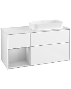 Villeroy und Boch Finion Villeroy und Boch F681GJGF 120x60.3x50.1cm, étagère à gauche gris clair mat, laqué blanc brillant