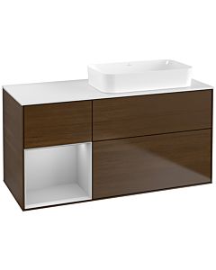 Villeroy und Boch Finion Waschtischunterschrank F681GJGN 120x60,3x50,1cm, Regal links Light grey matt, Walnut veneer