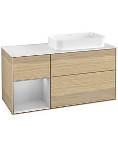 Villeroy und Boch Finion Waschtischunterschrank F681GJPC 120x60,3x50,1cm, Regal links Light grey matt, Oak Veneer