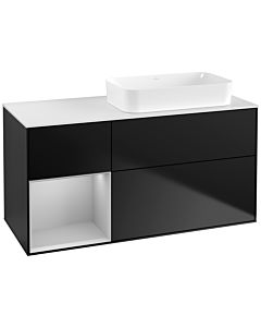 Villeroy und Boch Finion Villeroy und Boch F681GJPD 120x60.3x50.1cm, étagère à gauche gris clair mat, laqué noir mat