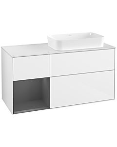 Villeroy und Boch Finion Villeroy und Boch F681GKGF 120x60.3x50.1cm, étagère gauche anthracite mat, laqué blanc brillant