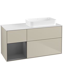 Villeroy und Boch Finion Waschtischunterschrank F681GKHH 120x60,3x50,1cm, Regal links Anthracite matt, Sand Matt Lacquer