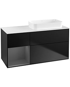 Villeroy und Boch Finion Villeroy und Boch F681GKPD 120x60,3x50,1cm, étagère gauche anthracite mat, laqué noir mat