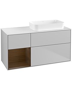Villeroy und Boch Finion Villeroy und Boch F681GNGJ 120x60.3x50.1cm, étagère gauche placage noyer, gris clair mat