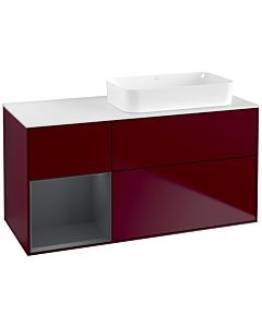 Villeroy und Boch Finion Waschtischunterschrank F681HGHB 120x60,3x50,1cm, Regal links Midnight Blue Matt Lacquer, Peony Matt